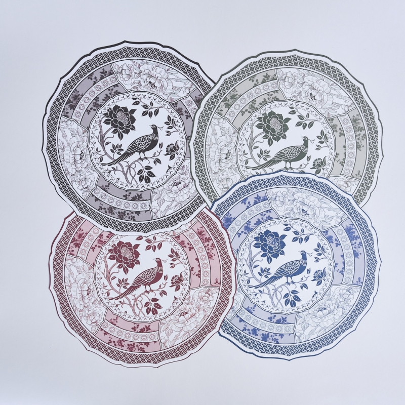 Pheasants & Peonies Placemats - Set of 12
